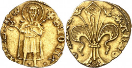 Alfons IV (1416-1458). València. Florí. (Cru.V.S. 811.3 var) (Cru.C.G. 2832 var). Marca: corona y un punto antes y en medio de los pies del santo. Bel...
