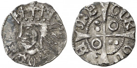 Joan II (1458-1479). Tortosa. Terç de croat. (Cru.V.S. 948 var) (Badia falta) (Cru.C.G. 2987a). Letra E al revés, la R rectificada sobre una T. Ex Col...
