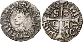 Joan II (1458-1479). Sardenya (Càller). Diner o pitxol. (Cru.V.S. 986 var) (Cru.C.G. 3025 var) (MIR. 15 var). Buen ejemplar. Escasa. 0,88 g. MBC/MBC+....