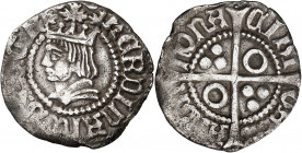 Ferran II (1479-1516). Barcelona. Mig croat. (Cru.V.S. 1143) (Cru.C.G. 3076a). 1,59 g. MBC-.
