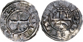 Teobaldo I (1234-1253). Navarra. Dinero. (Cru.V.S. 226) (R.Ros 3.10.1). Pátina oscura. Buen ejemplar. Muy rara. 0,87 g. MBC+.