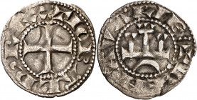 Teobaldo II (1253-1270). Navarra. Marca de ceca: punto. Dinero. (Cru.V.S. 228) (R.Ros 3.11.1.2). Leve grieta. Rara. 0,92 g. MBC.