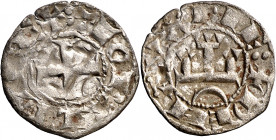 Teobaldo II (1253-1270). Navarra. Óbolo. (Cru.V.S. 229) (R.Ros 3.11.2). Rara. 0,41 g. MBC.