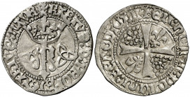 Carlos de Viana (1441-1461). Navarra. Gros. (Cru.V.S. 258 var) (R.Ros 3.18.1.2). Dos rayitas pero extraordinario ejemplar. Vellón rico. Ex Áureo & Cal...