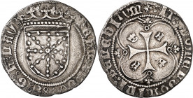 Fernando I (1512-1515). Navarra. Real. (Cru.V.S. 1316 var. tipo D) (Cru.C.G. 3220 a var) (R.Ros 4.1.8 falta var). Rayitas. Rara. 2,92 g. MBC.
