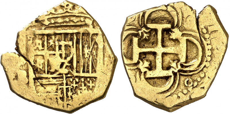 s/d. Felipe III. Sevilla. B. 2 escudos. (AC. 1050). Tipo "OMNIVM". Grieta. 6,56 ...