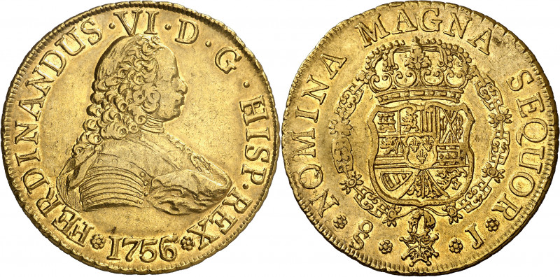 1756/5. Fernando VI. Santiago. J. 8 escudos. (AC. 831) (Cal.Onza 650). Leves mar...