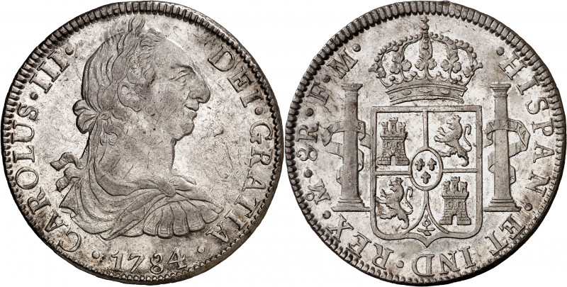 1784. Carlos III. México. FM. 8 reales. (AC. 1126). Rayitas y golpecitos. Bella....