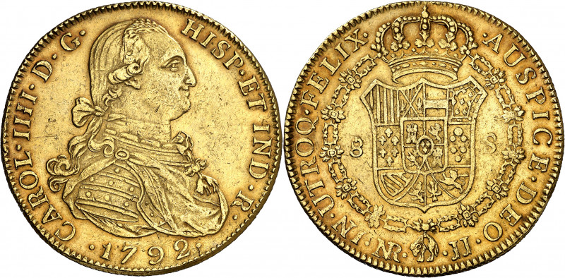 1792. Carlos IV. Santa Fe de Nuevo Reino. JJ. 8 escudos. (AC. 1721) (Cal.Onza 11...