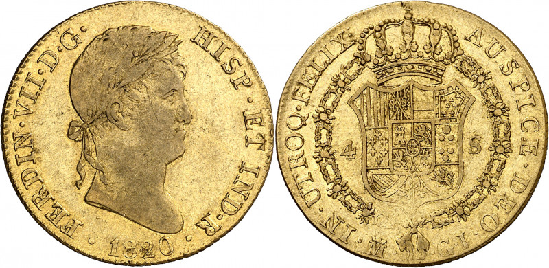 1820. Fernando VII. Madrid. GJ. 4 escudos. (AC. 1716). 13,44 g. MBC-.