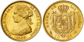 1868*1873. 10 escudos. (AC. 41). A nombre de Isabel II. Mínimos golpecitos. Bella. Brillo original. Ex Áureo & Calicó 17/12/2008, nº 948. 8,35 g. S/C-...
