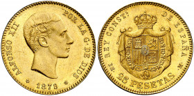 1879*1879. Alfonso XII. EMM. 25 pesetas. (AC. 74). Brillo original. Bella. 8,04 g. EBC+.