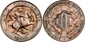 1900. Unió Catalanista. Barcelona. Vallmitjana. 5 céntimos. (AC. 132). Bella. 5,08 g. EBC.
