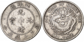 China. Chihli. 34 (1908). 1 dólar. (Kr. 73.3). Kuang-Hsü Yüan-Pao. AG. 26,47 g. MBC.