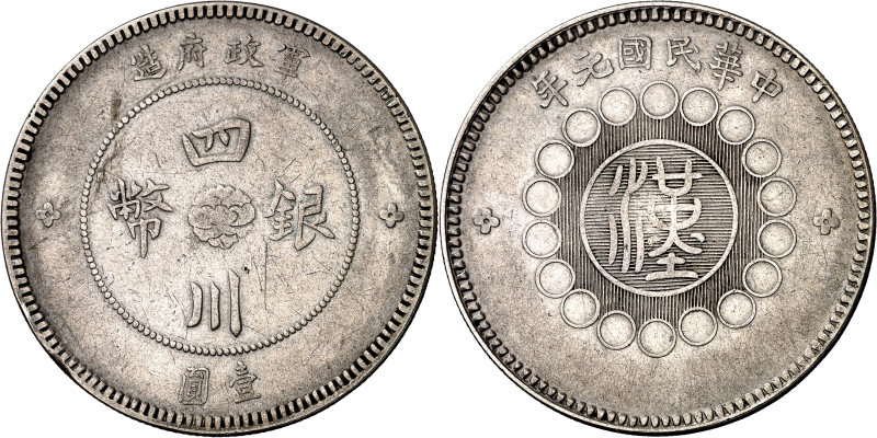 China. Szechuan. 1912. 1 dólar. (Kr. 456.1). Golpecitos. AG. 25,65 g. MBC.