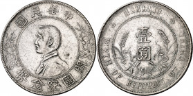 China. s/d (1927). 1 dólar. (Kr. 318a.1). Rayitas. AG. 27,04 g. MBC+.