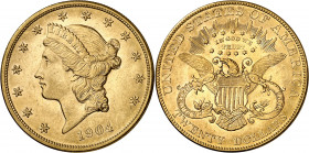 Estados Unidos. 1904. Filadelfia. 20 dólares. (Fr. 177) (Kr. 74.3). Bella. AU. 33,40 g. EBC+.
