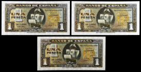 1940. 1 peseta. (Ed. D43a) (Ed. 442a). 4 de septiembre, "Santa María". Trío correlativo, serie A. S/C-.