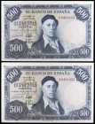 1954. 500 pesetas. (Ed. D69b) (Ed. 468b) 22 de julio, Zuloaga. Pareja correlativa, serie S. S/C-.