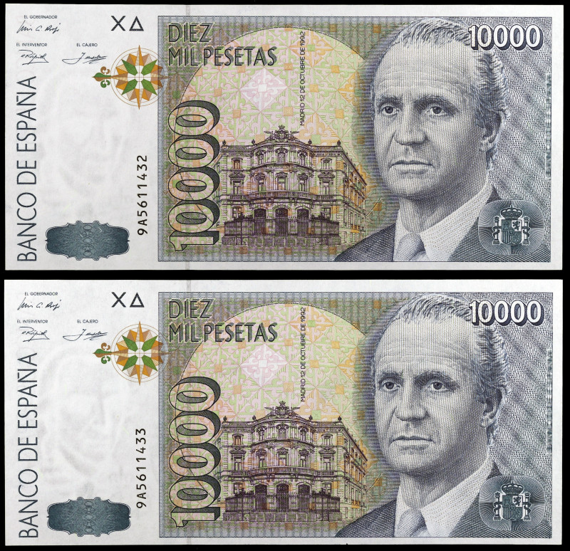 1992. 10000 pesetas. (Ed. E11b) (Ed. 485b). 12 de octubre, Juan Carlos I. Pareja...