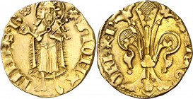 Pere III (1336-1387). Perpinyà. Florí. (Cru.V.S. 384) (Cru.Comas 16) (Cru.C.G. 2206). Marca: rosa de anillos. Acuñación muy cuidada. Ex Áureo 03/03/19...