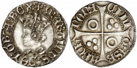 Martí I (1396-1410). Barcelona. Croat. (Cru.V.S. 511.1) (Badia 372) (Cru.C.G. 2318). El busto interrumpe la gráfila. Pátina de monetario. Muy bella. E...