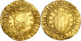 Reiner d'Anjou (1466-1472). Barcelona. Pacífic. (Cru.V.S. 925) (Cru.C.G. 3048). Precioso color. Ex Áureo 20/04/2005, nº 214. Muy rara. 3,41 g. MBC+....