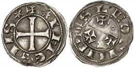 Alfonso VII (1126-1157). Abadía de Sahagún. Dinero. (Imperatrix A7:76.11 (50), mismo ejemplar) (AB. 66.3, de león). Pátina. Atractiva. Muy rara. 1,04 ...