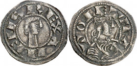Fernando II (1157-1188). Toledo. Dinero. (Imperatrix F2:13.2.4, mismo ejemplar) (AB. 154, como Alfonso VIII). Atractiva. Escasa y más así. 1,17 g. EBC...