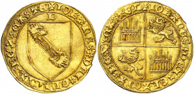 Juan II (1406-1454). Burgos. Dobla de la banda. (Imperatrix J2:7.14, mismo ejemplar) (AB. 615) (M.R. 16.2). Muy bella. Precioso color. Rara así. 4,66 ...