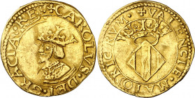 * s/d. Carlos I. Valencia. 2 ducados. (AC. 114, mismo ejemplar) (Cru.C.G. 4134, mismo ejemplar). Precioso color. Moneda exenta de pago de tasas de exp...