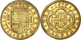* 1637/6. Felipe IV. Segovia. R. 8 escudos. (AC. 1940) (Cal.Onza 50). Ligeramente limpiada. Sirvió como joya. Moneda exenta de pago de tasas de export...