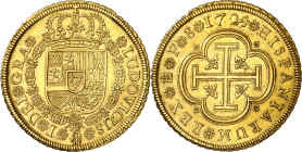 1724. Luis I. Segovia. F. 8 escudos. (AC. 64) (Cal.Onza 546). Muy bella. Brillo original. Extraordinariamente rara. 26,99 g. S/C-.