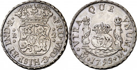 1759. Fernando VI. México. M. 2 reales. (AC. 306). Columnario. Bella. Parte de brillo original. Escasa así. 6,78 g. EBC.