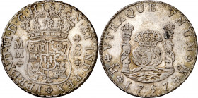 1757. Fernando VI. México. MM. 8 reales. (AC. 493). Columnario. Leves golpecitos. Brillo original. Escasa así. 26,92 g. EBC-.