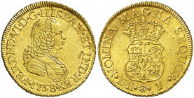 1758. Fernando VI. Santa Fe de Nuevo Reino. J. 2 escudos. (AC. 683) (Restrepo 16-10). Mínimas rayitas. Bella. Brillo original. Ex Áureo & Calicó Selec...