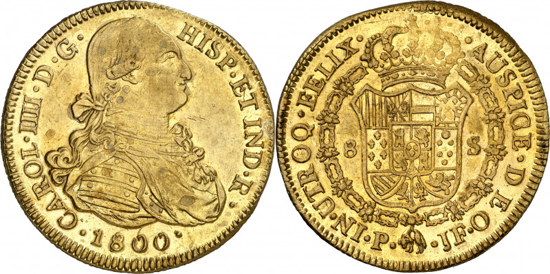 1800. Carlos IV. Popayán. JF. 8 escudos. (AC. 1673) (Cal.Onza 1063) (Restrepo 98...