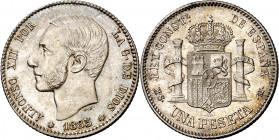1885*1885. Alfonso XII. MSM. 1 peseta. (AC. 24). Bella. Brillo original. Rara así. 5 g. EBC+.