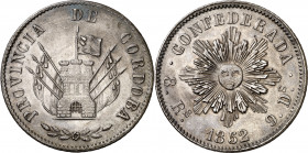 Argentina. Córdoba. 1852. 8 reales. (Kr. 32). Bella. Brillo original. Rara así. AG. 27,22 g. EBC+.
