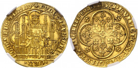 Bélgica. Flandes. s/d (1346-1384). Luis de Male. 1 silla de oro. (Fr. 163). En cápsula de la NGC como MS62, nº 4425975-006. Muy bella. Ex Stack's Bowe...
