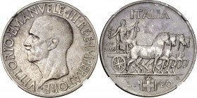 Italia. 1936. Víctor Manuel III. R (Roma). 20 liras. (Kr. 81). En cápsula de la NGC como MS62 nº 3607683-002. Muy bella. Ex Heritage 05/01/2014, nº 24...