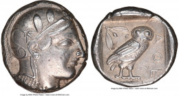 ATTICA. Athens. Ca. 455-440 BC. AR tetradrachm (24mm, 17.14 gm, 10h). NGC Choice XF 5/5 - 4/5. Early transitional issue. Head of Athena right, wearing...
