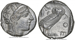 ATTICA. Athens. Ca. 440-404 BC. AR tetradrachm (24mm, 17.17 gm, 9h). NGC MS 5/5 - 4/5. Mid-mass coinage issue. Head of Athena right, wearing earring, ...