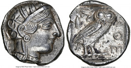 ATTICA. Athens. Ca. 440-404 BC. AR tetradrachm (25mm, 17.18 gm, 8h). NGC MS 5/5 - 3/5. Mid-mass coinage issue. Head of Athena right, wearing earring, ...