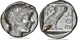 ATTICA. Athens. Ca. 440-404 BC. AR tetradrachm (25mm, 16.99 gm, 2h). NGC MS 5/5 - 2/5, test cut. Mid-mass coinage issue. Head of Athena right, wearing...