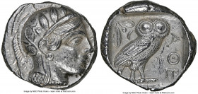 ATTICA. Athens. Ca. 440-404 BC. AR tetradrachm (24mm, 17.17 gm, 10h). NGC Choice AU 5/5 - 4/5. Mid-mass coinage issue. Head of Athena right, wearing e...