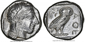 ATTICA. Athens. Ca. 440-404 BC. AR tetradrachm (22mm, 17.18 gm, 7h). NGC Choice AU 5/5 - 4/5. Mid-mass coinage issue. Head of Athena right, wearing ea...