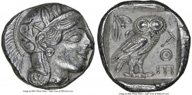 ATTICA. Athens. Ca. 440-404 BC. AR tetradrachm (24mm, 17.16 gm, 4h). NGC Choice AU 5/5 - 4/5. Mid-mass coinage issue. Head of Athena right, wearing ea...