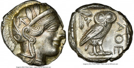 ATTICA. Athens. Ca. 440-404 BC. AR tetradrachm (24mm, 17.22 gm, 4h). NGC Choice AU 5/5 - 3/5, brushed. Mid-mass coinage issue. Head of Athena right, w...