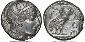 ATTICA. Athens. Ca. 440-404 BC. AR tetradrachm (23mm, 17.03 gm, 4h). NGC AU 5/5 - 2/5, test cut. Mid-mass coinage issue. Head of Athena right, wearing...